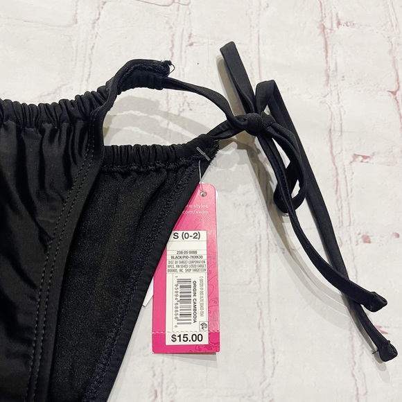 [Xhilaration] NWT black high leg scoop string bikini swim bottom SMALL - Picture 3 of 5